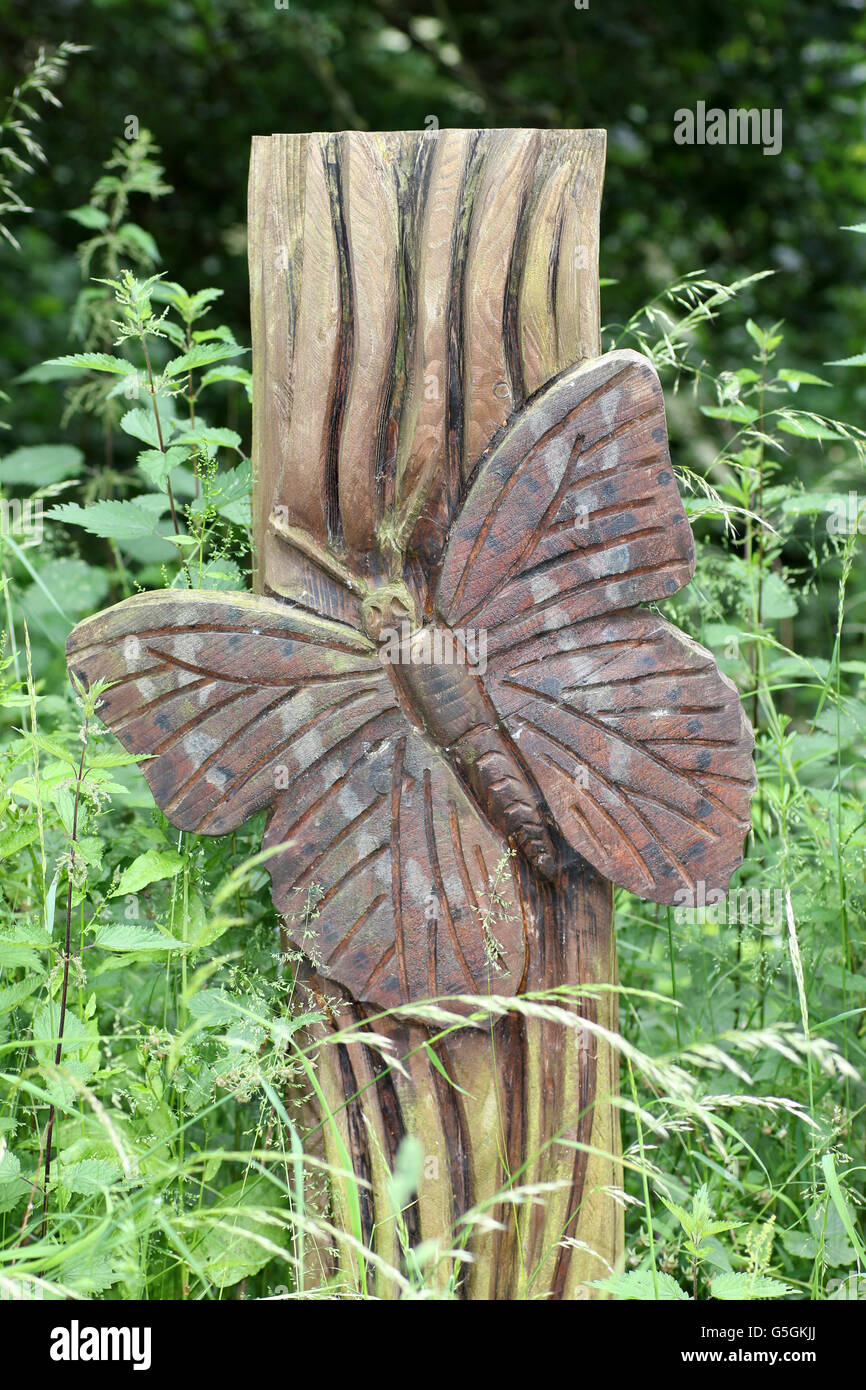 Wooden Carving Of A Butterfly Stock Photo