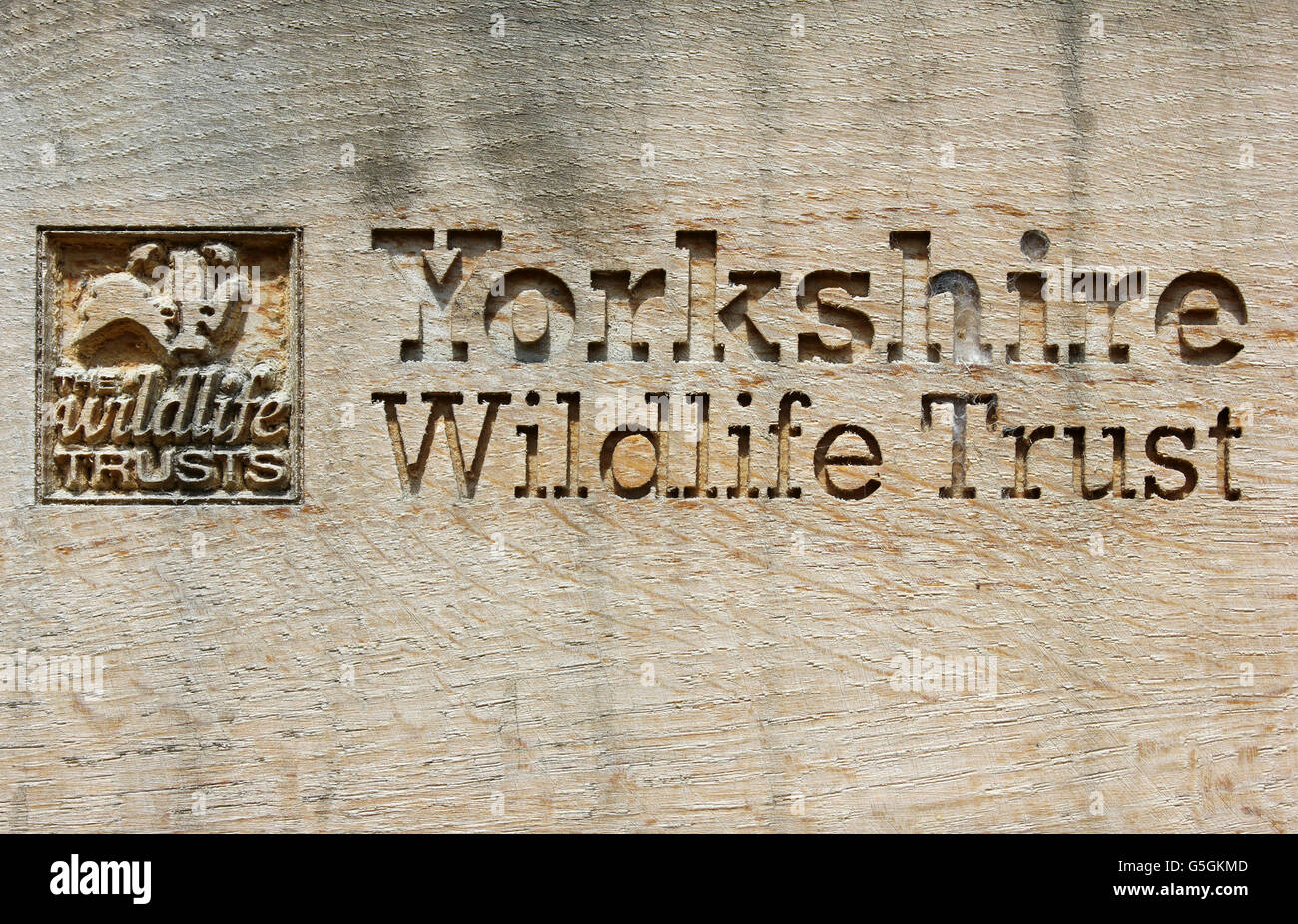 Yorkshire Wildlife Trust sign at Potteric Carr, Yorkshire, UK Stock Photo