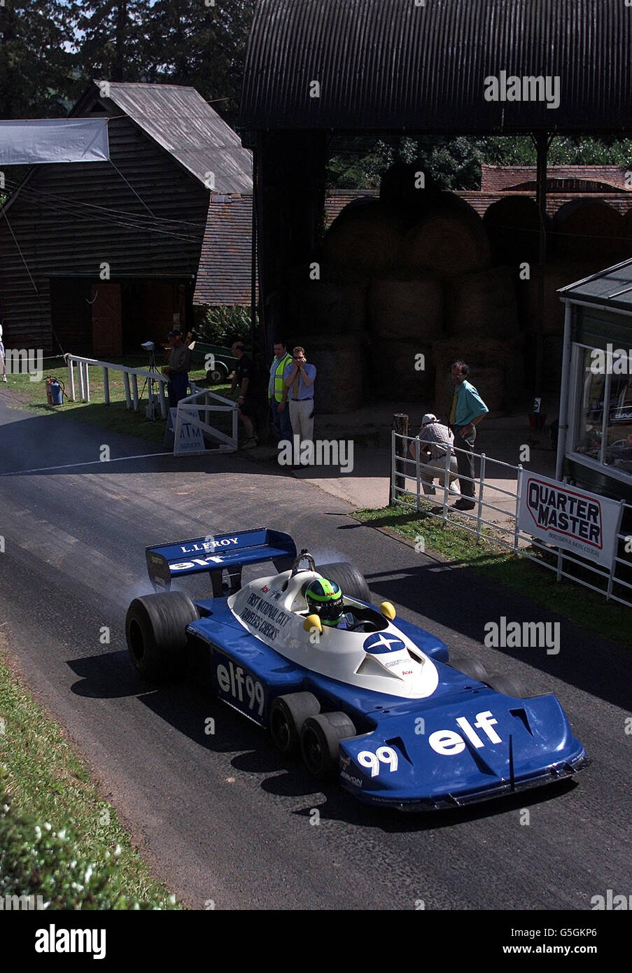 Martin Stretton blasts off the line in his 1977 Tyrell P34. Stock Photo