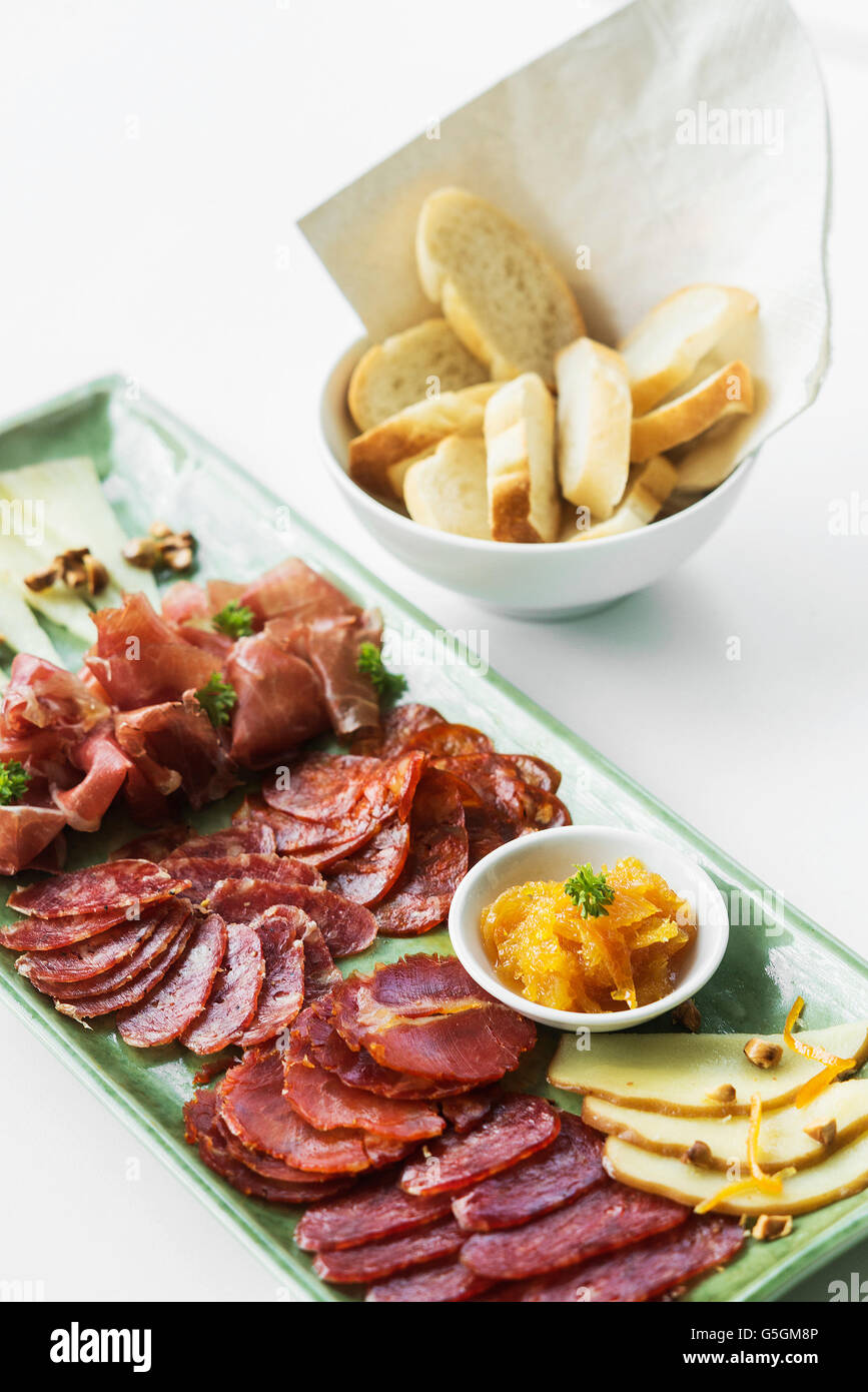 spanish serrano ham chorizo sausage and cheese tapas traditional snacks