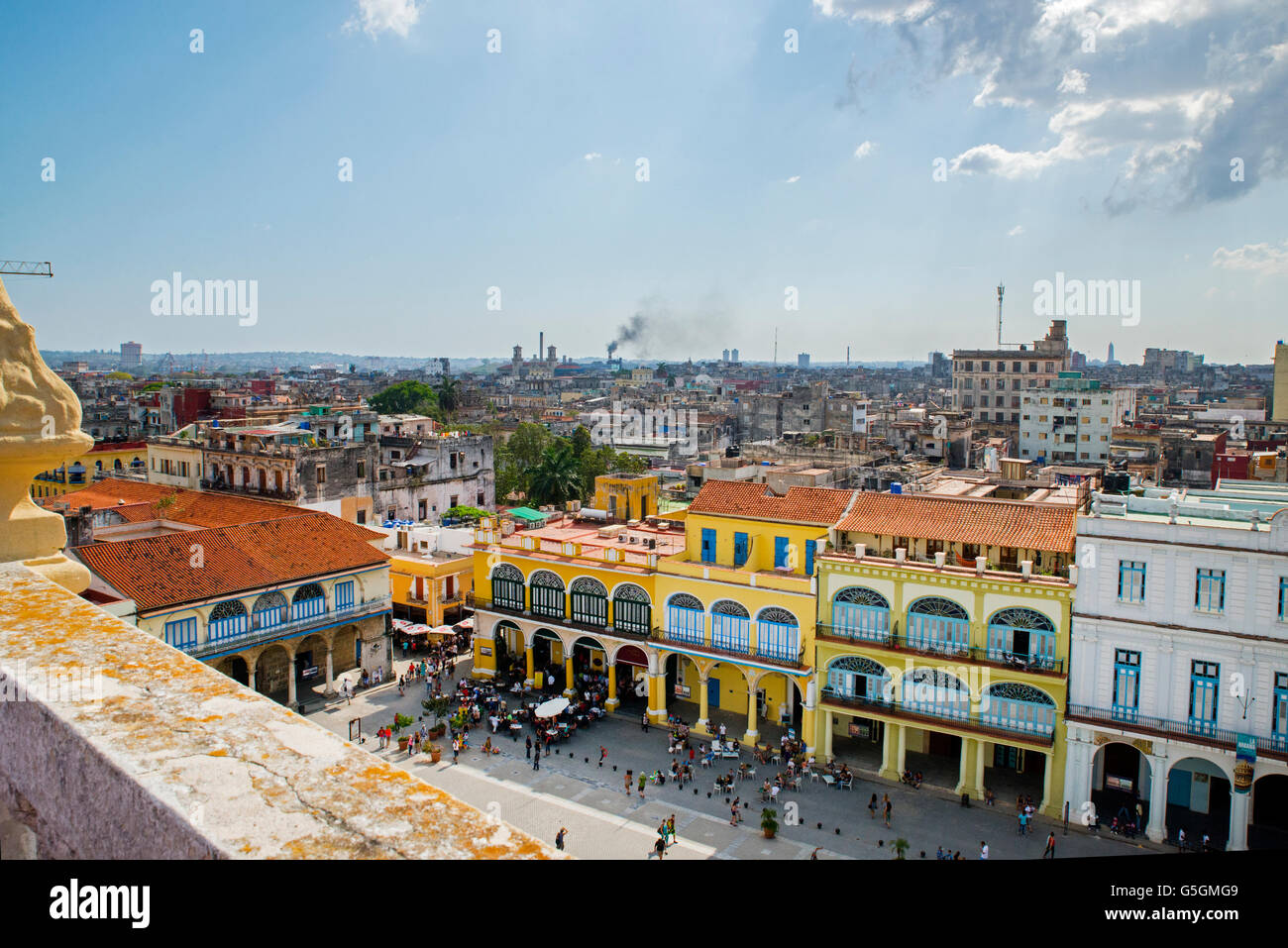 View of Plaza Vieja and Havana, Cuba from Edificio Gómez Vila Stock Photo