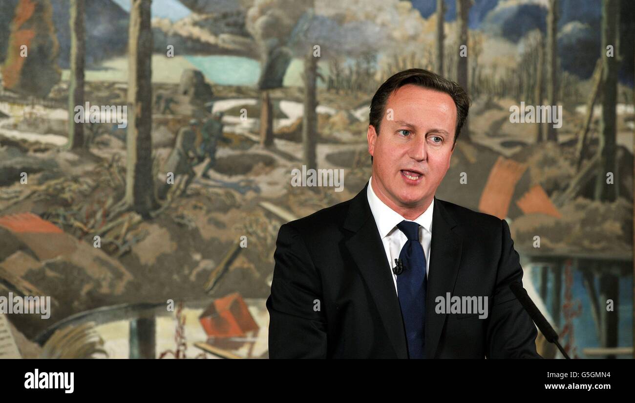 Prime Minister David Cameron address an audience of dignitaries to