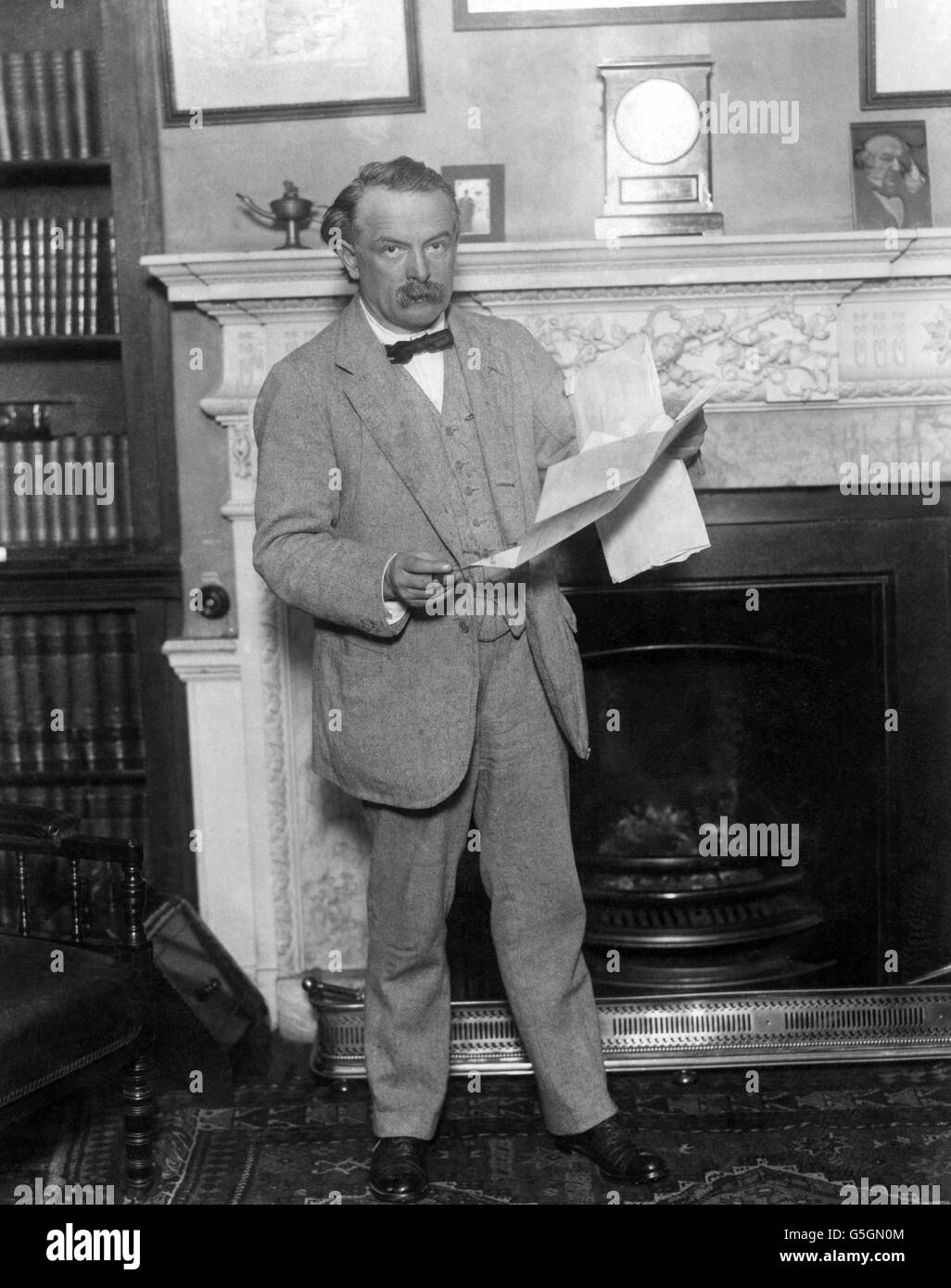 World War One - David Lloyd George. David Lloyd George poses in his study. Stock Photo