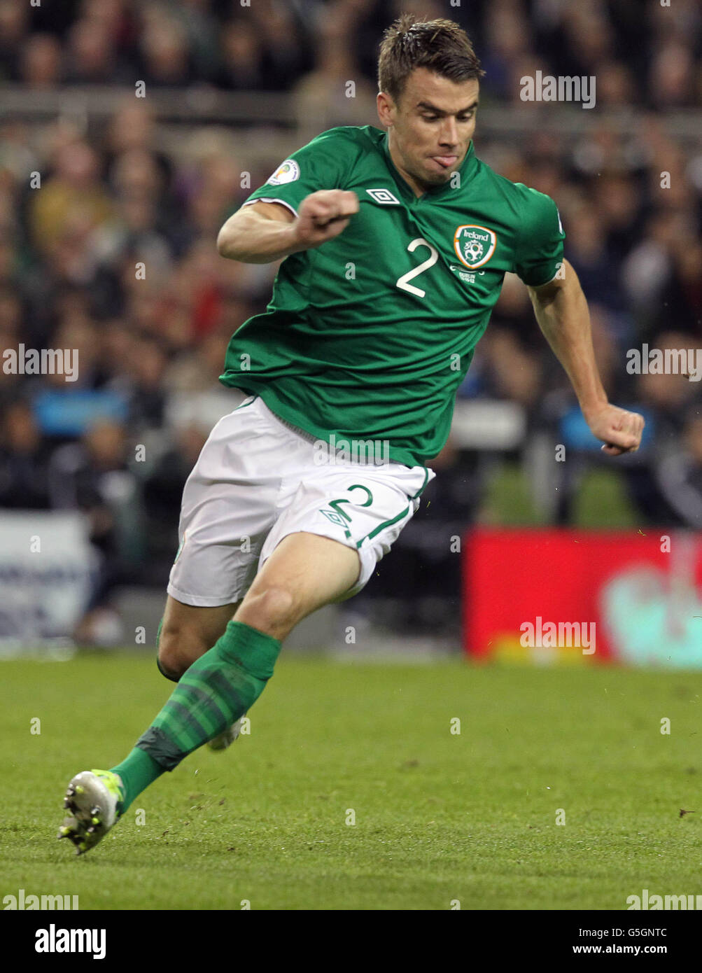 Republic of Ireland's Seamus Coleman in action during the 2014 FIFA World Cup Qualifying match at the Aviva Stadium, Dublin, Ireland. Stock Photo