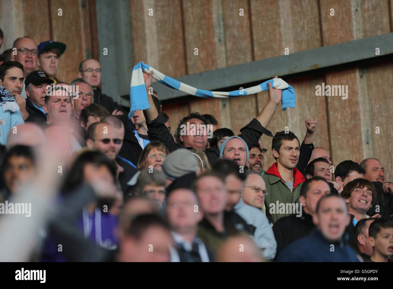 Coventry City's fans during the npower Football League One match at the County Ground, Swindon. Stock Photo
