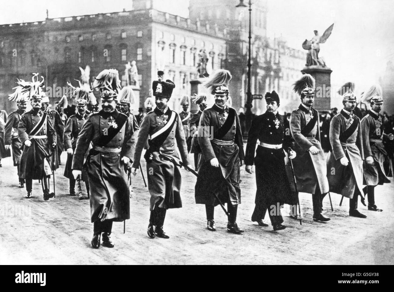 World War One - Kaiser Wilhelm II and sons. Kaiser Wilhelm II and his six sons. Stock Photo
