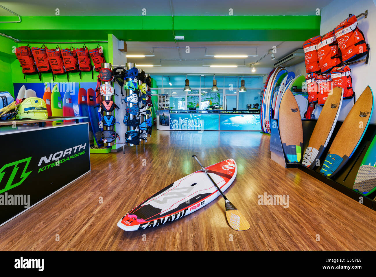 Water sports shop. Tarifa, Cadiz, Andalusia, Spain Stock Photo Alamy
