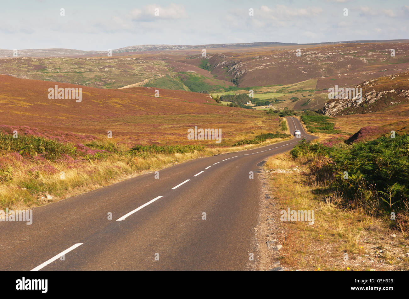 Empty road near Bettyhill, Sutherland - this road is part of the North Coast 500 Route. Stock Photo