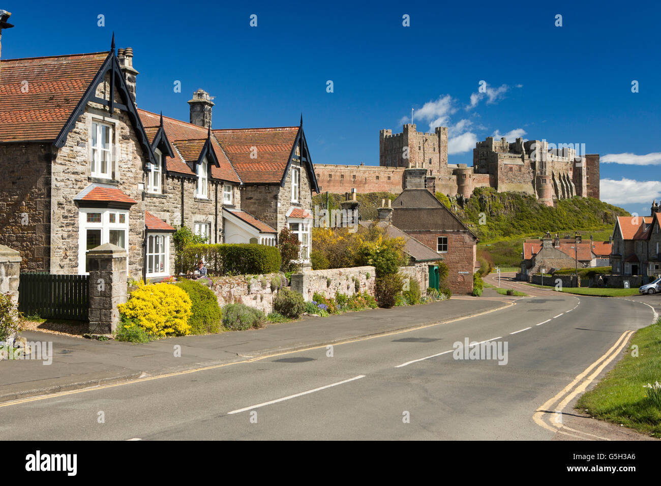 UK, England Northumberland, Bamburgh village, estate houses in Church