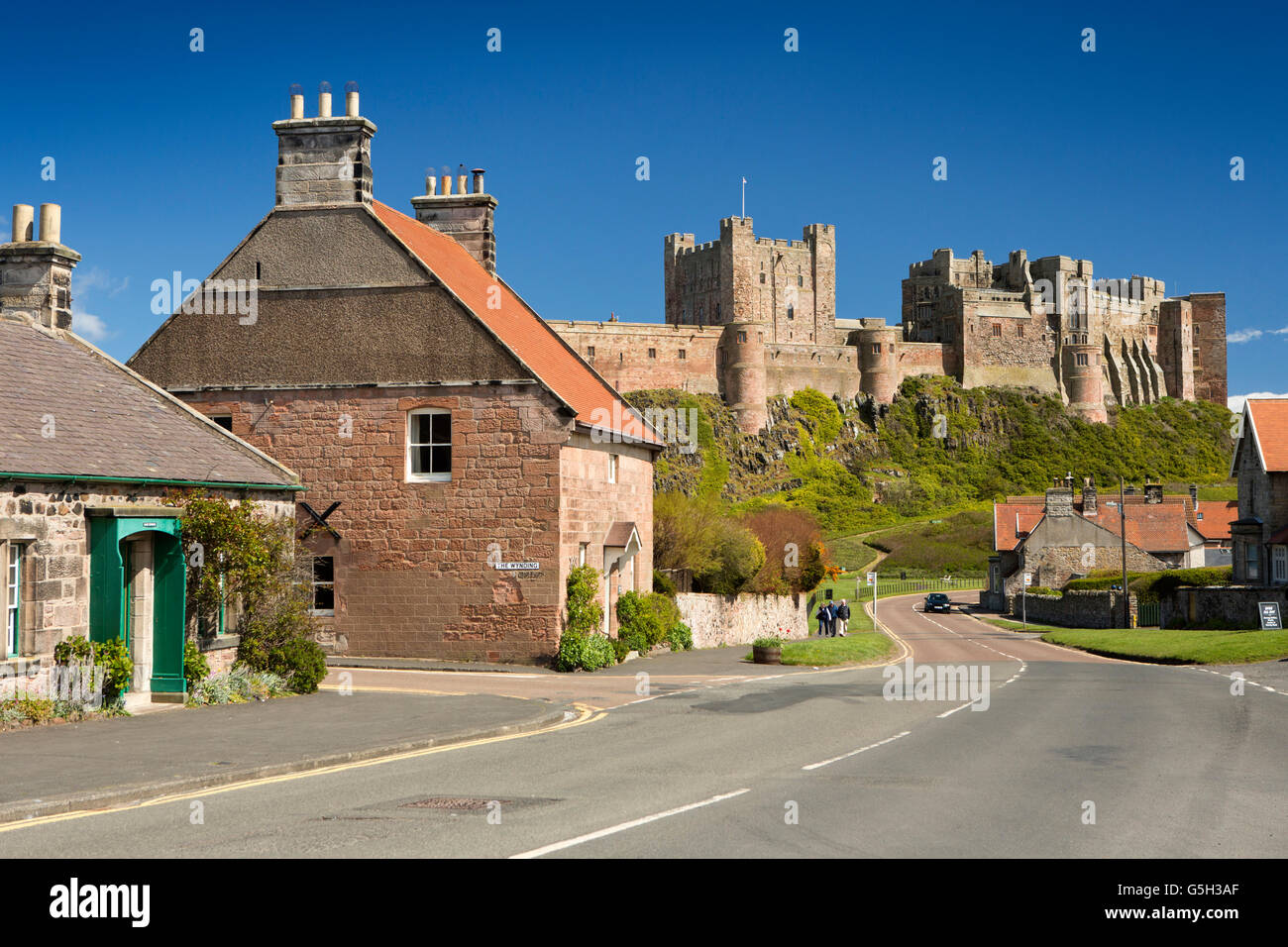 UK, England Northumberland, Bamburgh Front Street village houses and
