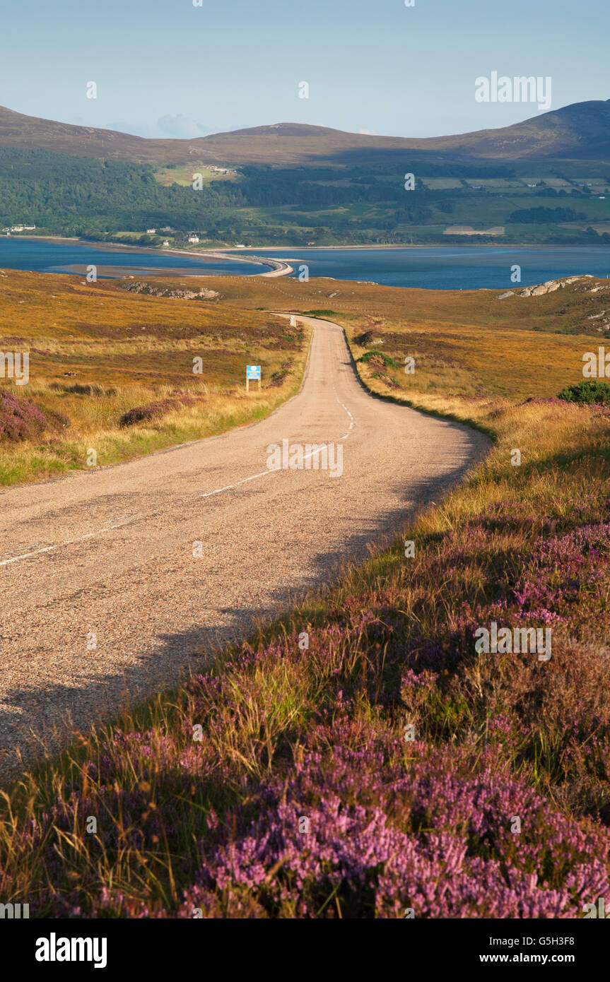 Road near the Kyle of Tongue - this road is part of the North Coast 500 Route. Stock Photo