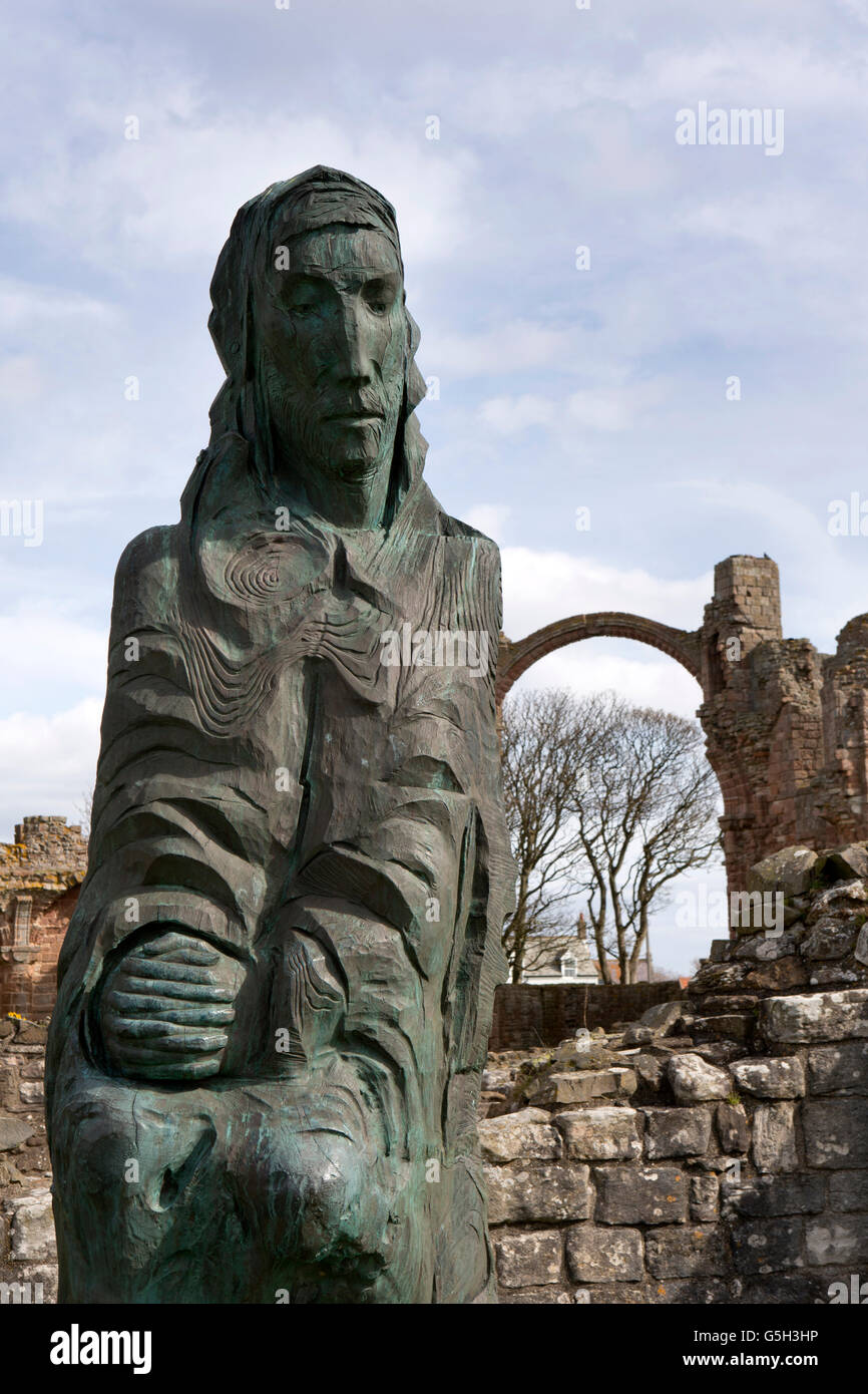 UK, England Northumberland, Holy Island, Lindisfarne Priory, statue of