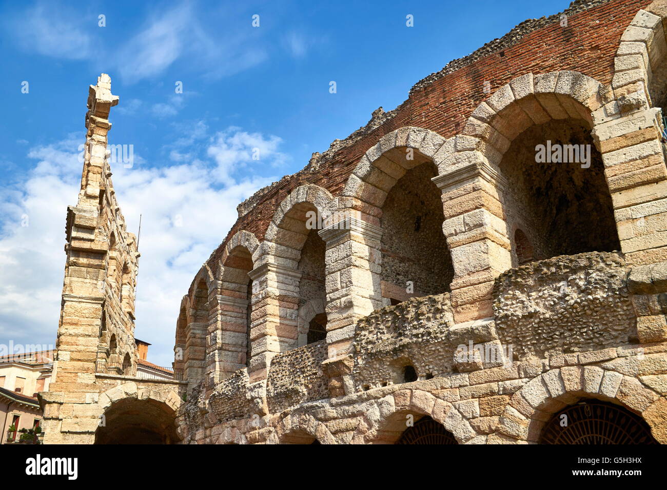 The Arena (amphiteater), Piazza Bra, Verona old town, Veneto region, Italy Stock Photo