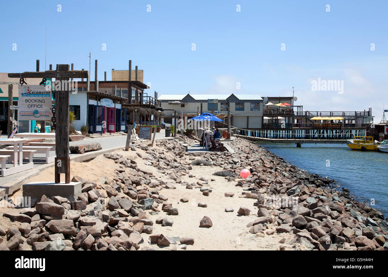 Walvis Bay Waterfront Promenade in Namibia Stock Photo