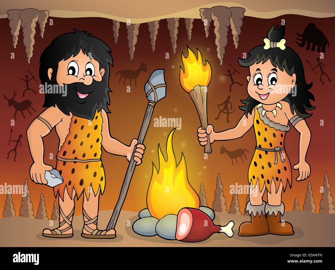 Cave people theme image 1 - picture illustration. Stock Photo