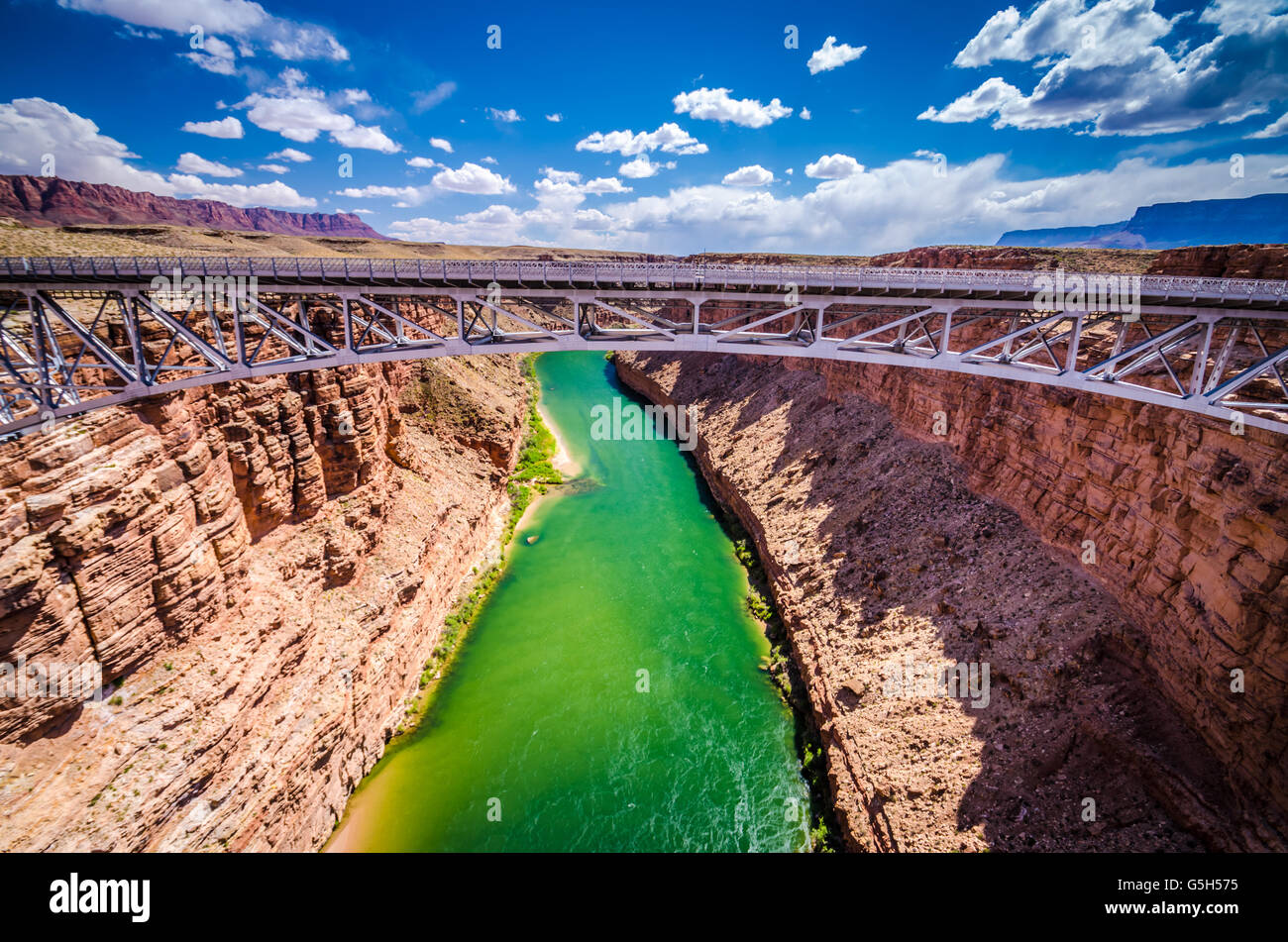 Marble Canyon - Fantastic bridge over the Colorado River in Arizona One of only seven land crossings of the Colorado for 750mi! Stock Photo
