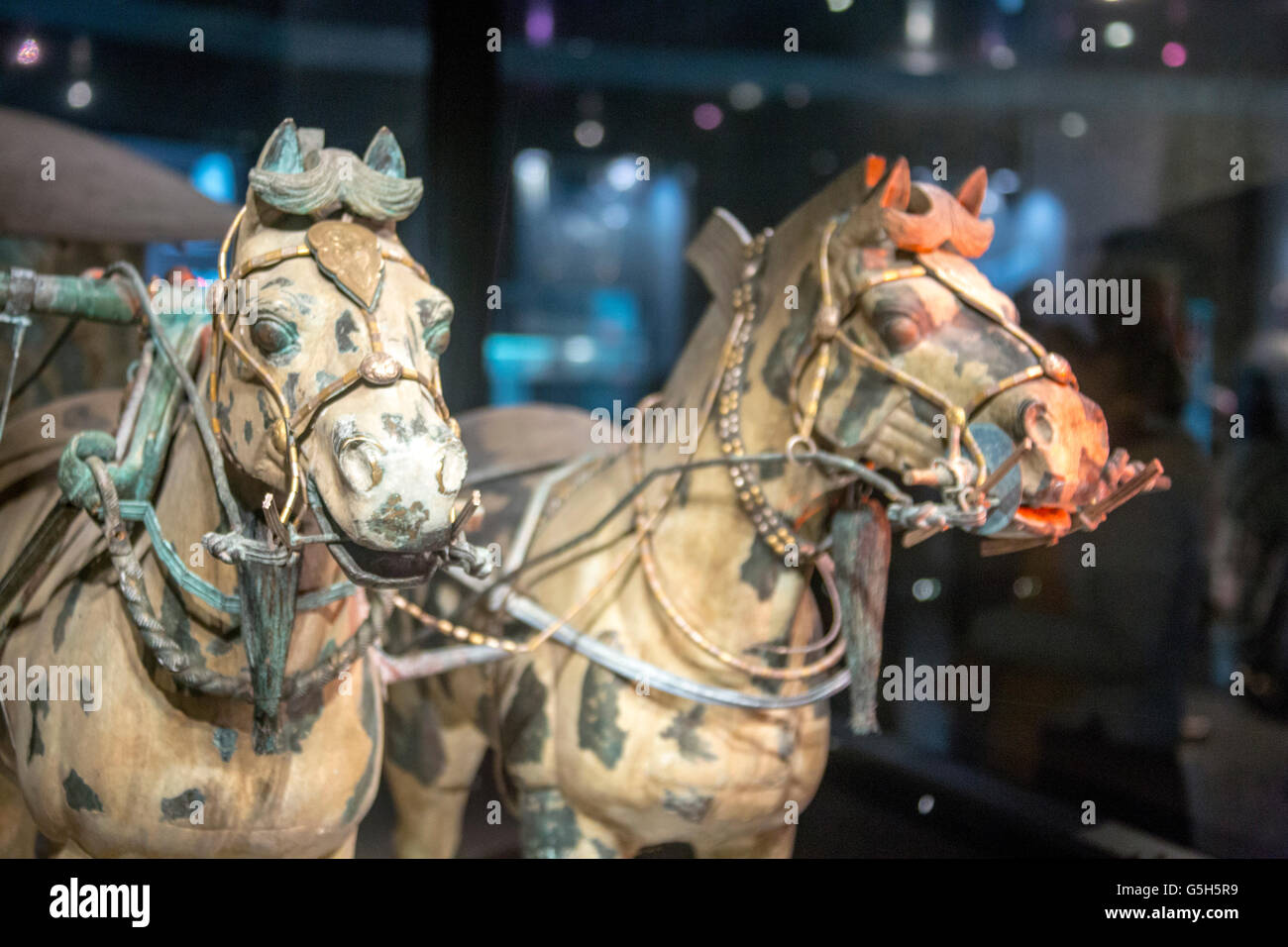 Quadridge of horses bronze Chariot for the emperor Qin Shi Huang,  Lintong District, Xi'an, Shaanxi province China Stock Photo