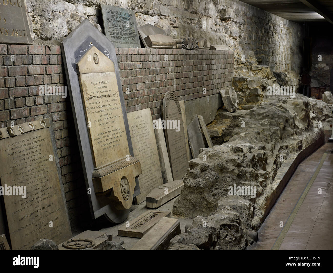 St Bride's Fleet Street, church in the City of London. The crypt Stock Photo