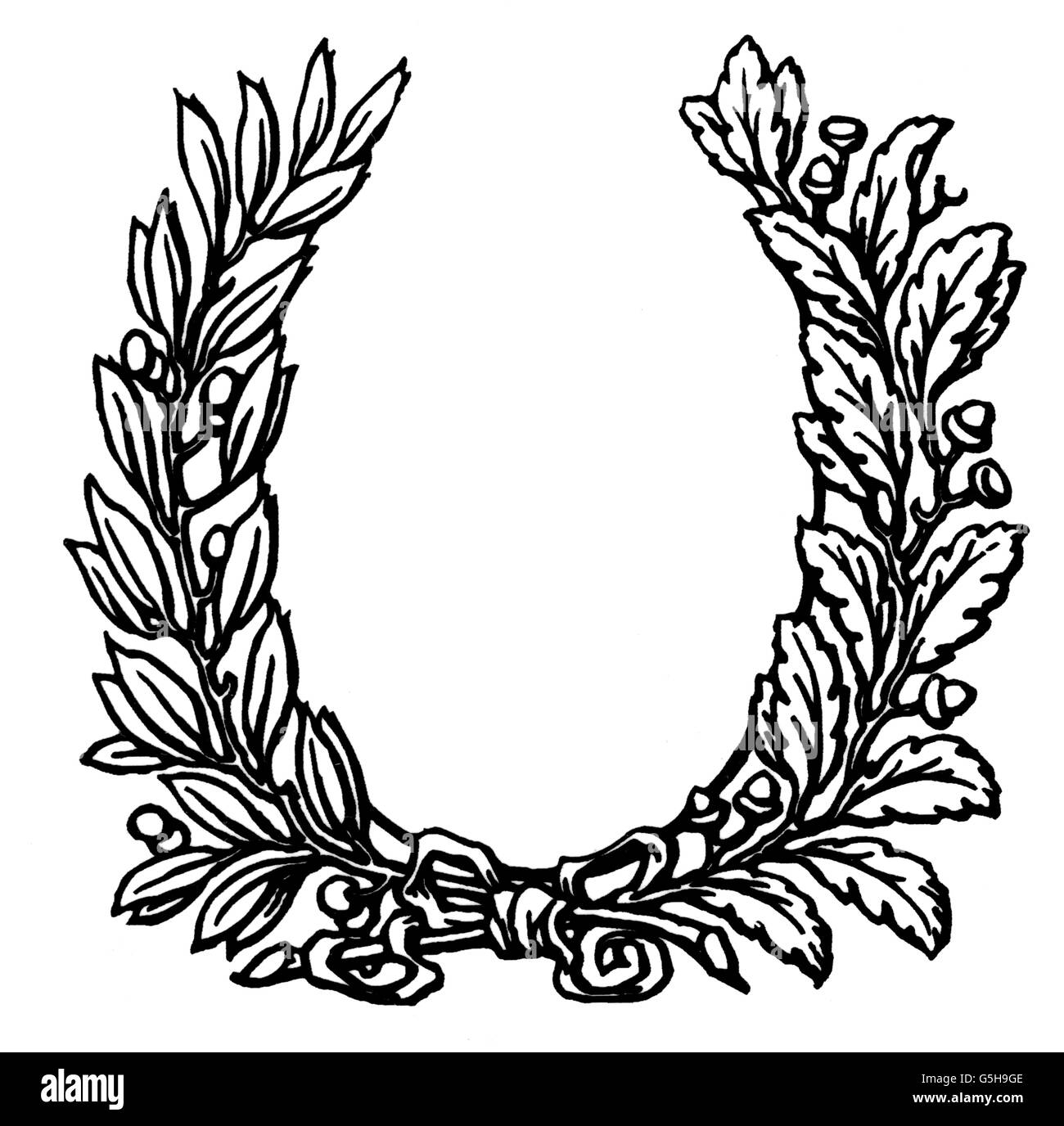 symbols, laurel wreath, computer graphics, 1990s, Additional-Rights-Clearences-Not Available Stock Photo
