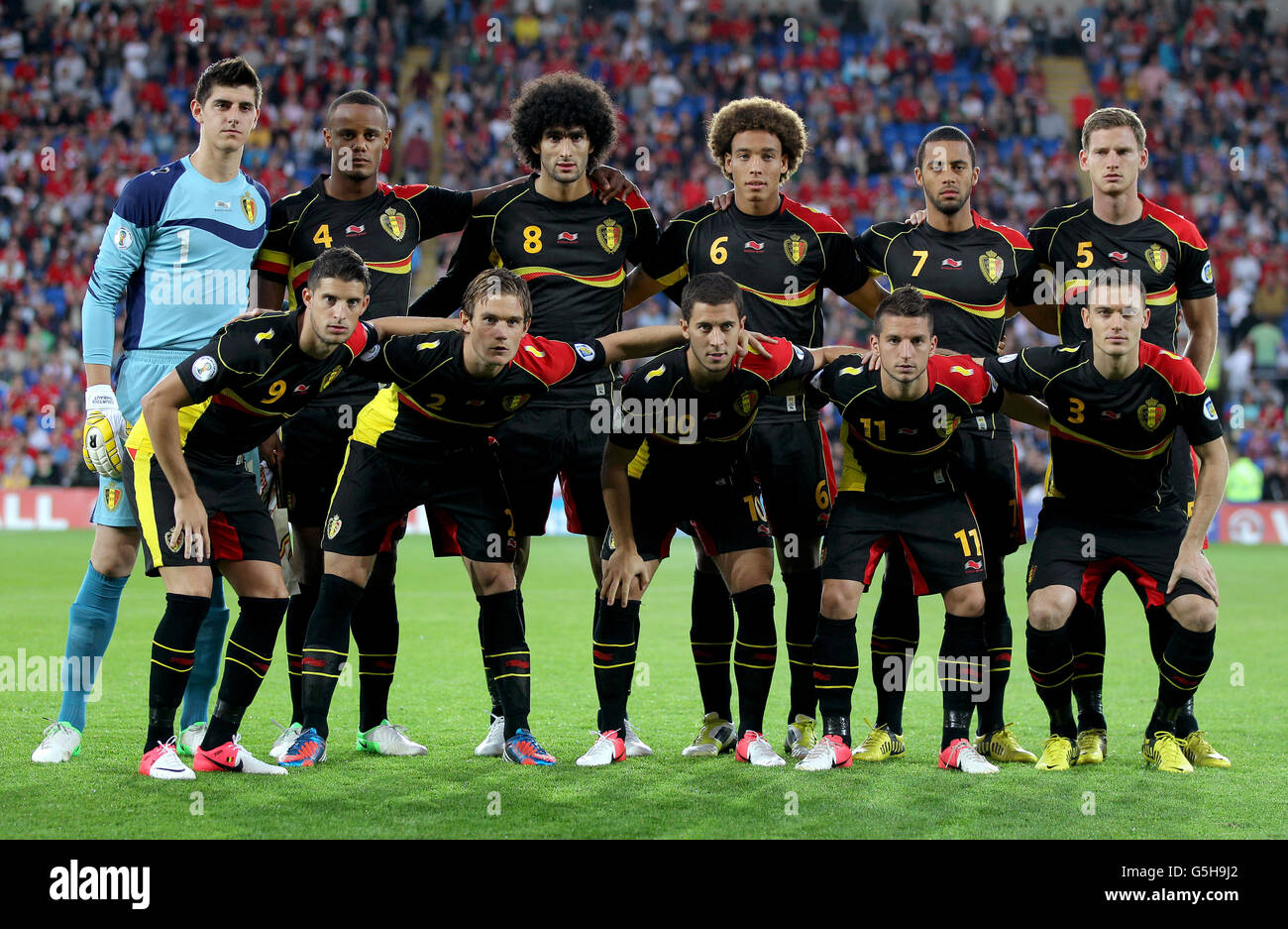 Soccer - 2014 FIFA World Cup - Qualifier - Group A - Wales v Belgium - Cardiff City Stadium. Belgium team group before the game Stock Photo