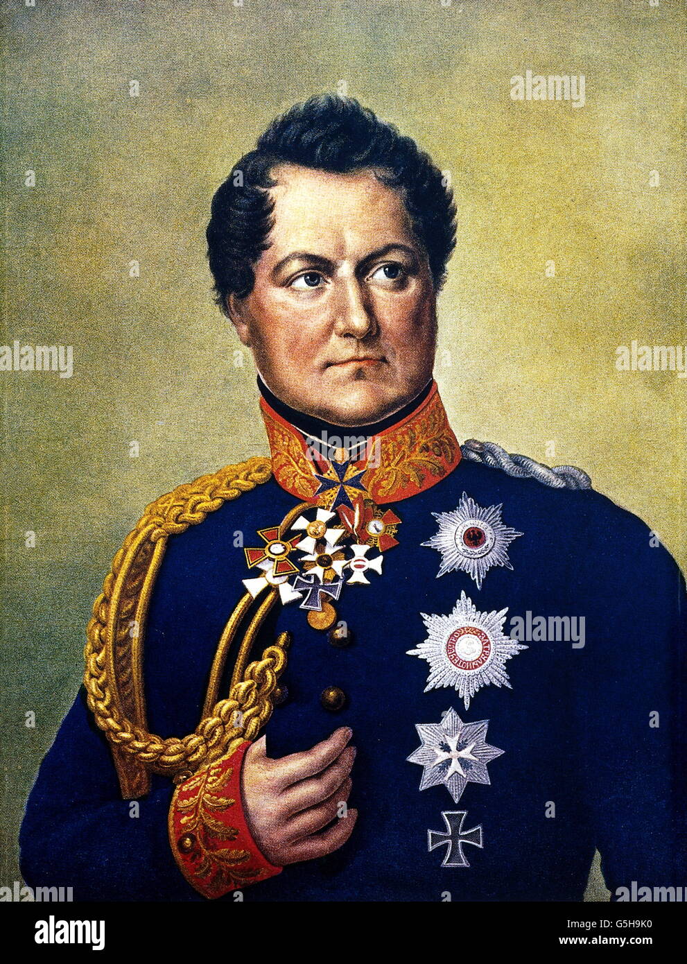 Gneisenau, August Wilhelm Graf Neidhardt von, 27.10.1760 - 23.8.1831, Prussian general, portrait, in uniform, painting by E.B. Gebauer, 19th century, Stock Photo