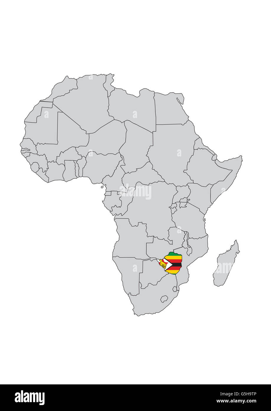 Map Of Africa Showing Zimbabwe Map Africa Zimbabwe High Resolution Stock Photography And Images - Alamy