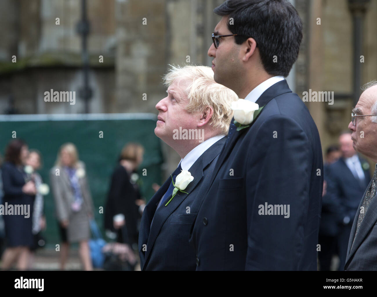 Boris Johnson arrives at St Margarets Church in Westminster,for a memorial service to murdered MP Jo Cox Stock Photo