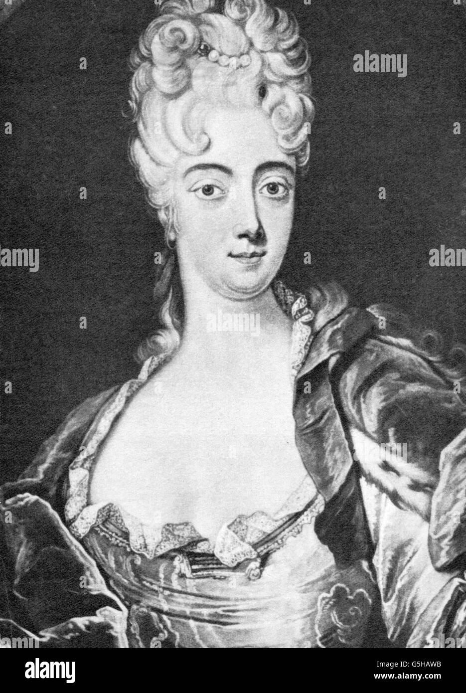Cosel, Anna Constantia countess of, 17.10.1680 - 31.3.1765, mistress of elector Frederick August I of Saxony 1705 - 1713, half length, after painting, 18th century, Artist's Copyright has not to be cleared Stock Photo