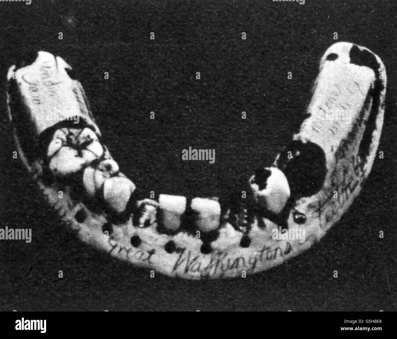 Washington, George, 22.2.1732 - 14.12.1799, American general and politician, president 1789 - 1797, denture, manufactured by dentist John Greenwood, out of a hippopotamus tooth, 18th century, Stock Photo