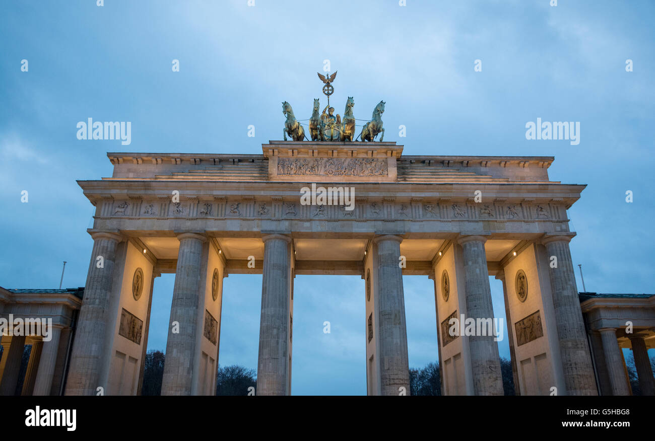 Brandenburg Gate or Tor, 18th century neoclassical monument in Berlin ...