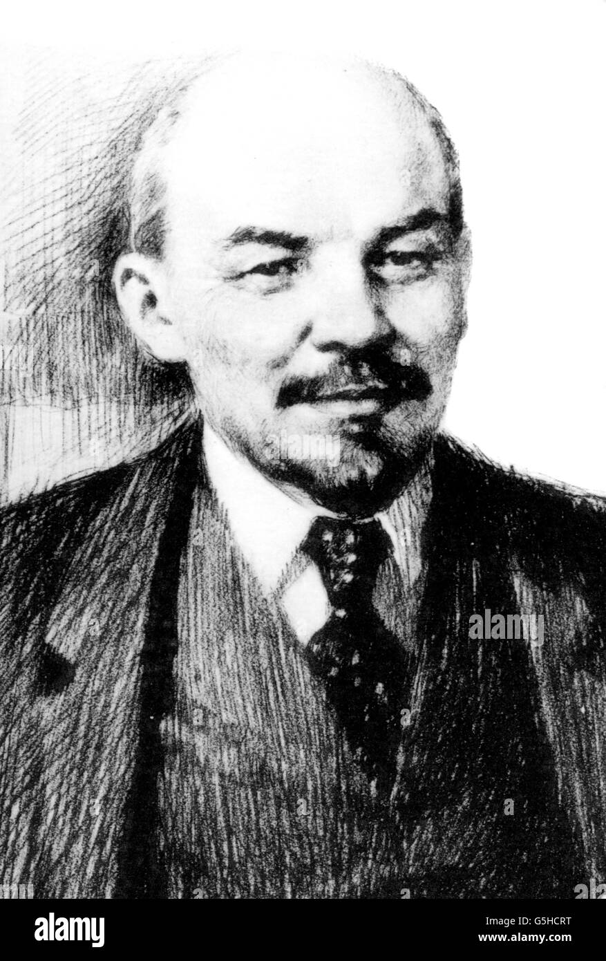 Lenin (Vladimir Ilyich Ulyanov), 22.4.1870 - 21.1.1924, Russian politician, portrait, 1920s, drawing, Stock Photo
