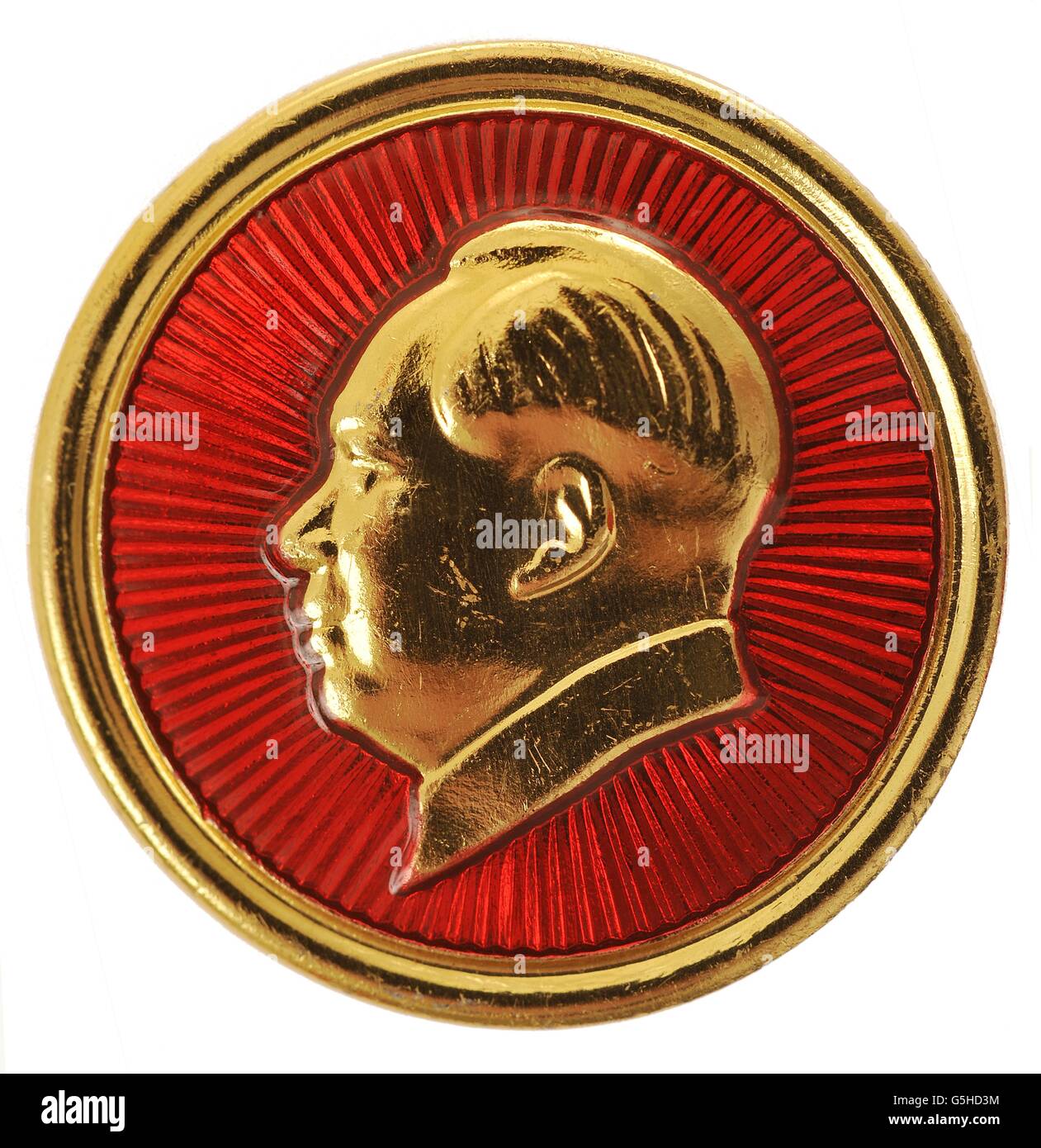 Mao Zedong, 26.12.1893 - 9.9.1976, Chinese politician, Chairman of the PeopleS s Republic of China 1949 - 1976, portrait, profile, badge, circa 1960s, Stock Photo