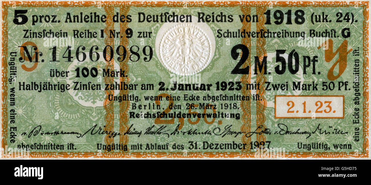 events, First World War / WWI, Germany, bond of the German Empire, Berlin, 26.3.1918, Additional-Rights-Clearences-Not Available Stock Photo