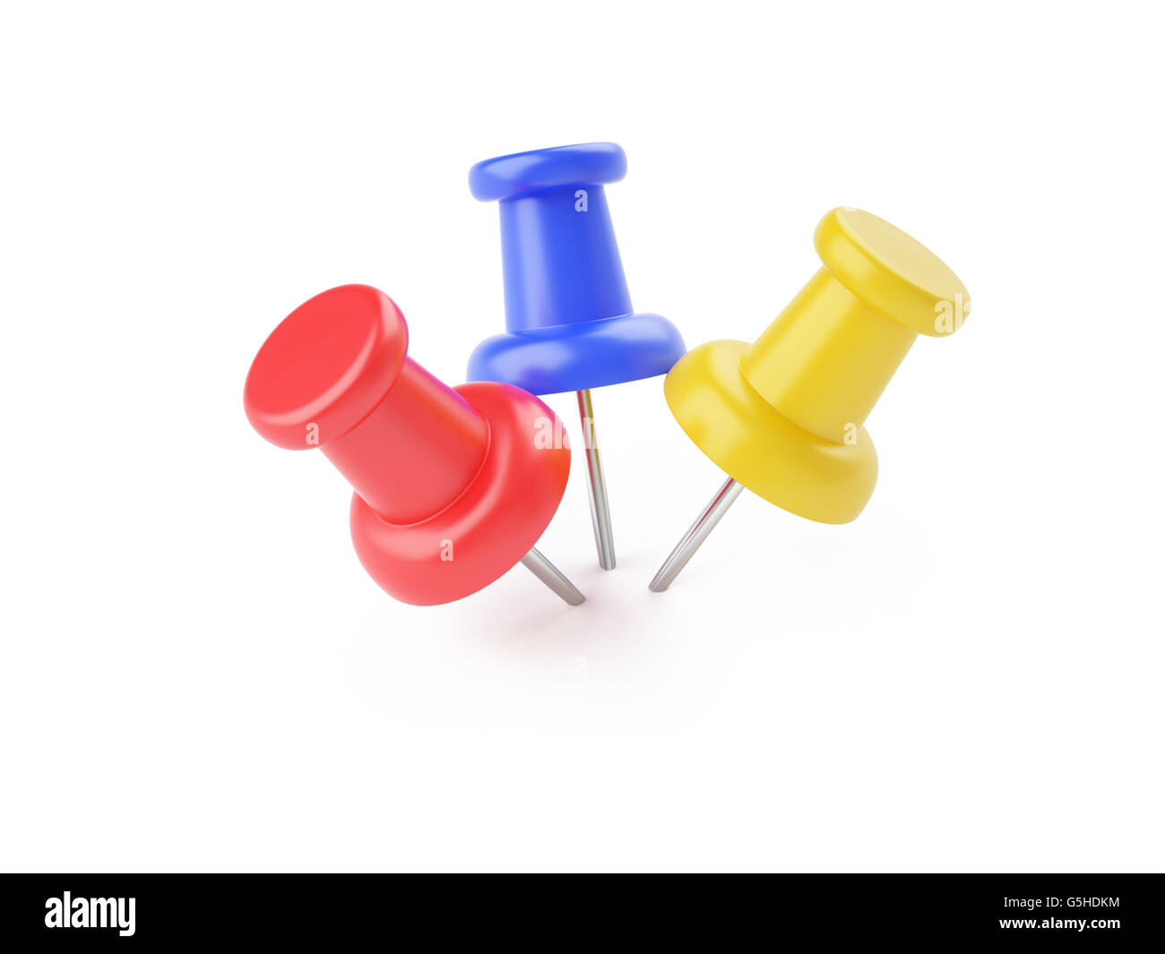 Triple pinned point close-up 3d illustration concept isolated on white ...