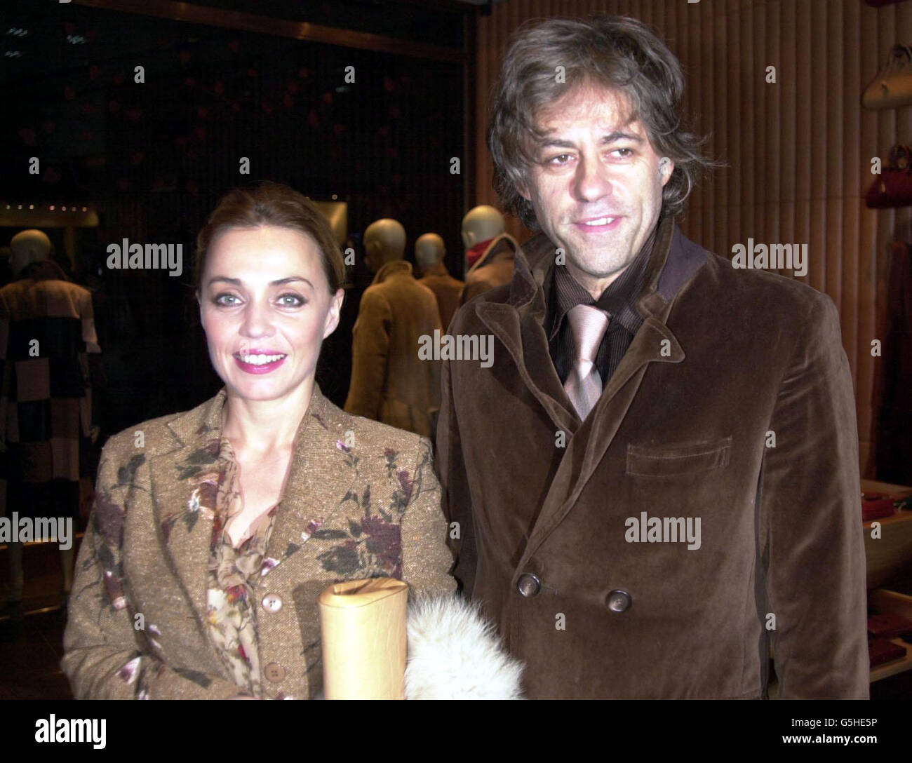 Bob Geldof with Jeanne Marine arrive for the Mulberry store launch at New Bond Street in London. Stock Photo