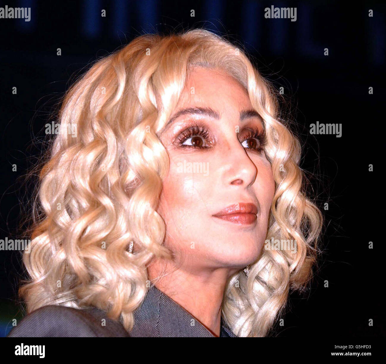 Blonde looking up smiling music celebrity head shoulders cher hires stock photography and
