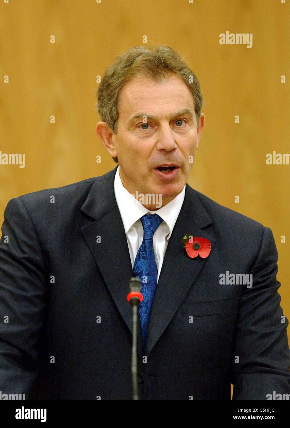 British Prime Minister Tony Blair addresses the Welsh Assembly in
