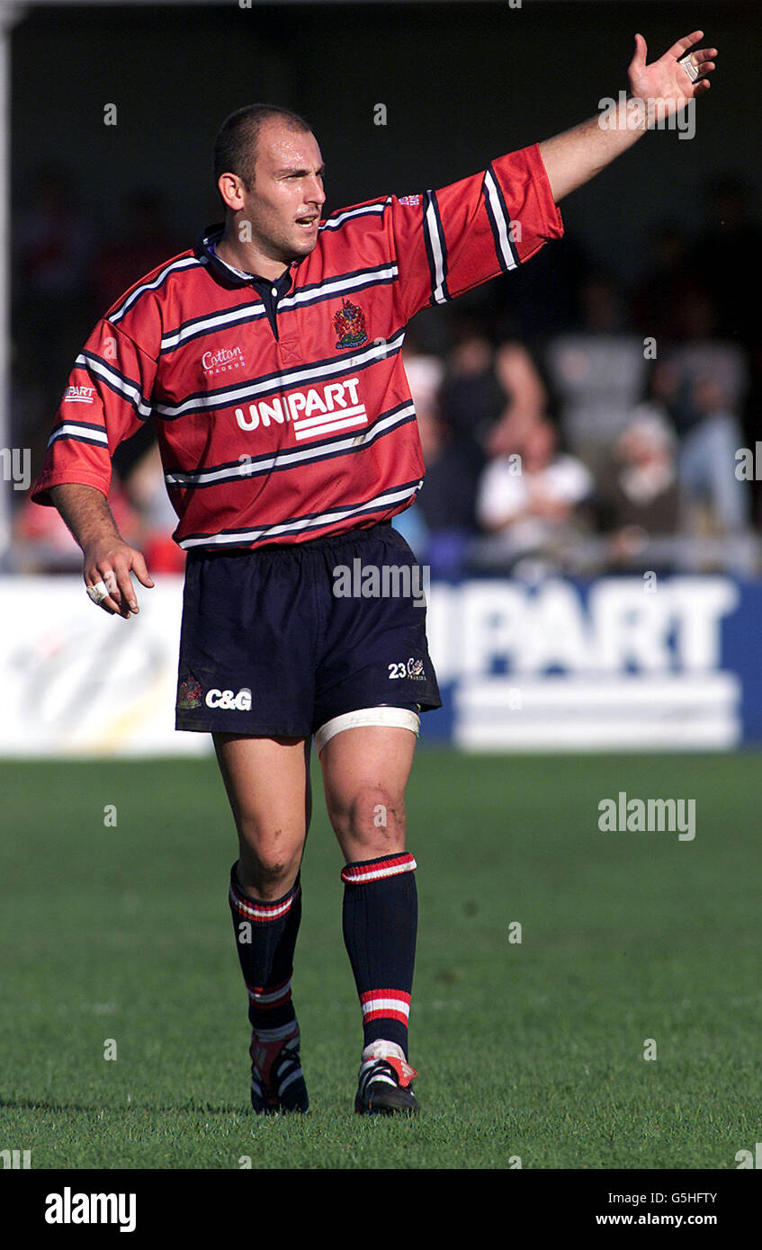 Ludovic Mercier of Gloucester, in action against La Rochelle in Rugby's European Parker Pen Shield competition at Kingsholm. Stock Photo