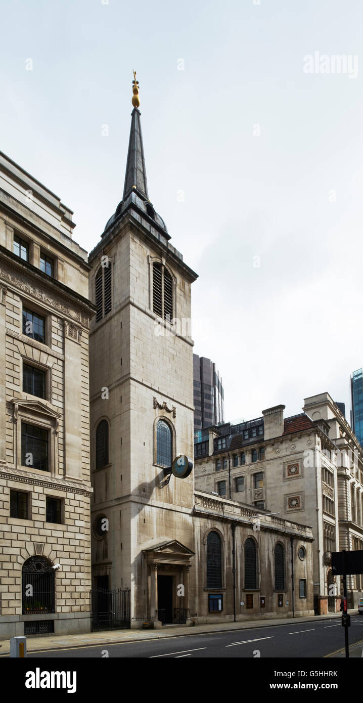 St Margaret Lothbury, church in the City of London. Rebuilt after the Great Fire of London. South front Stock Photo