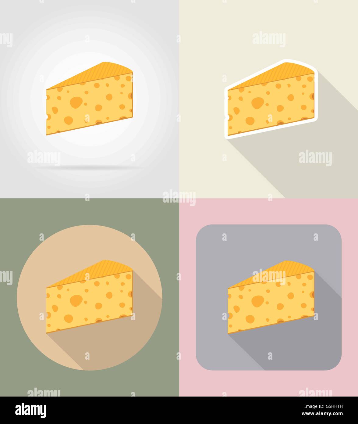 piece of cheese food and objects flat icons vector illustration ...