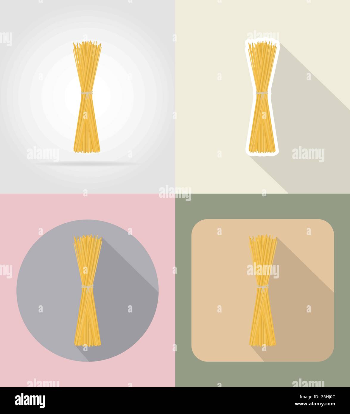 pasta spaghetti food and objects flat icons vector illustration ...