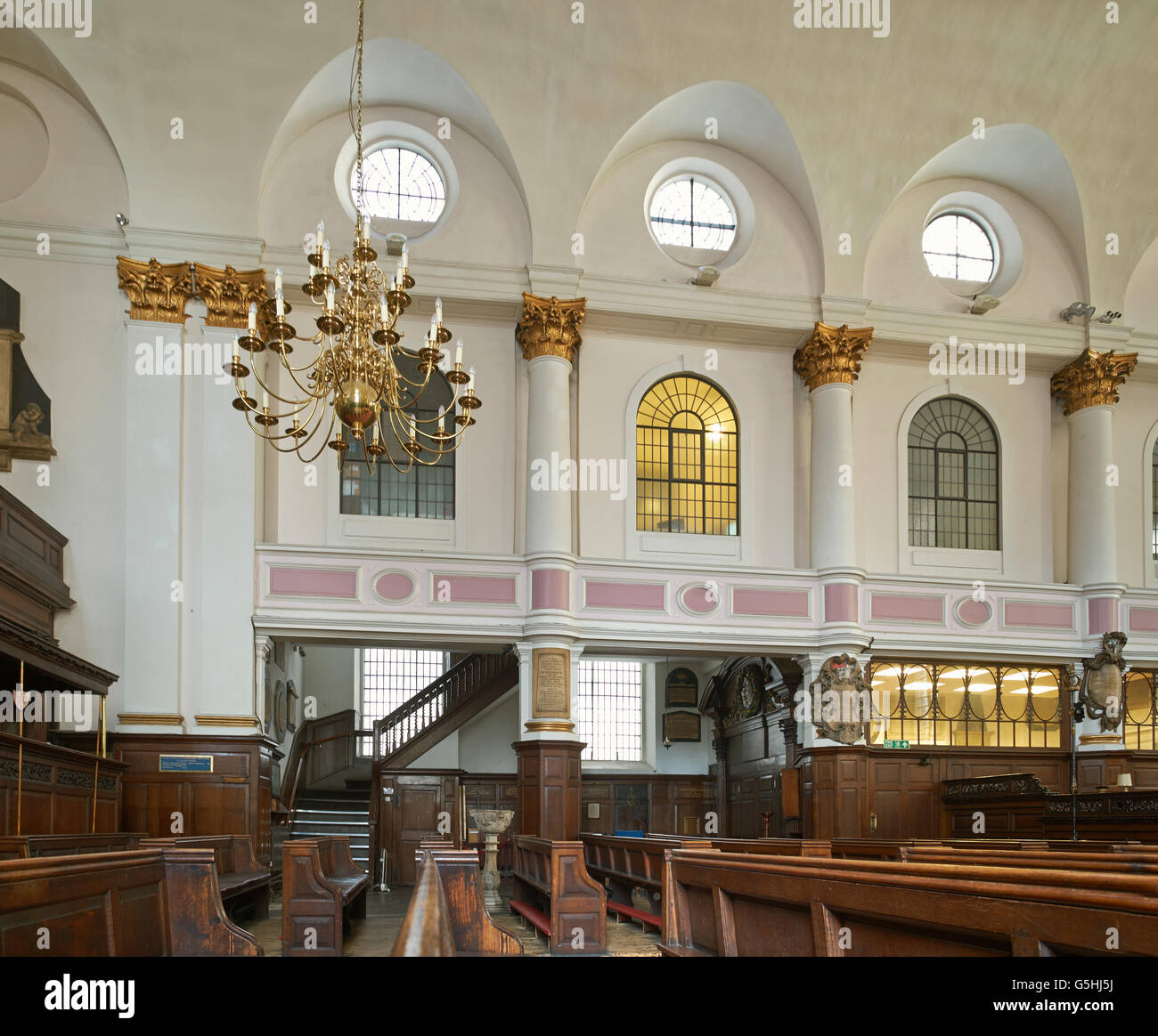 St Margaret Pattens, church in the City of London. Nave gallery Stock Photo