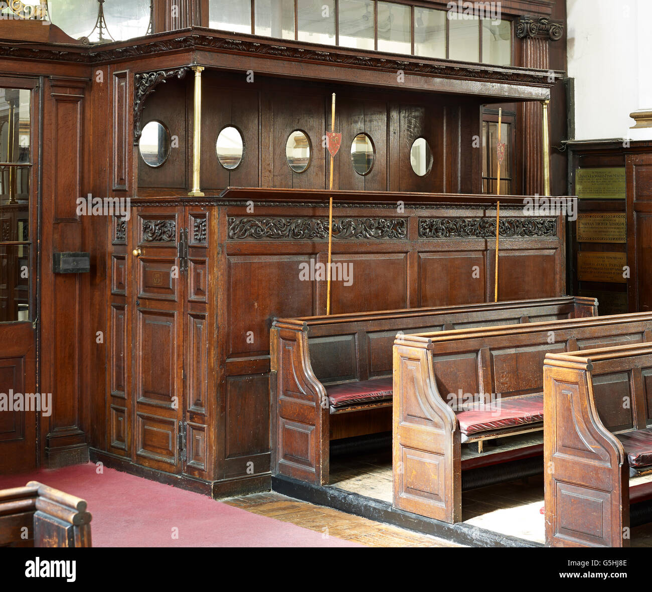 St Margaret Pattens, church in the City of London. Churchwardens pews Stock Photo