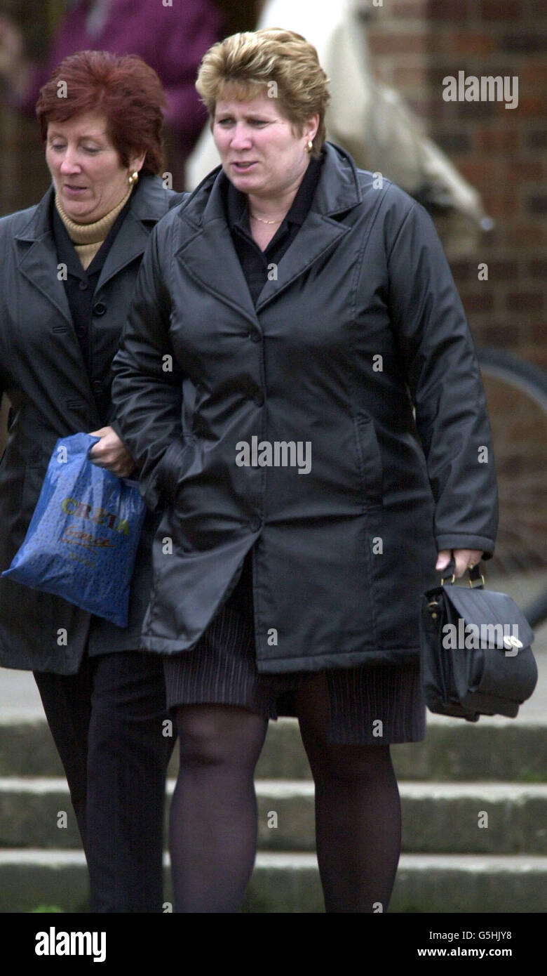 Lorinda Hall (R), mother of murdered schoolgirl Vicky Hall, leaves Norwich Crown Court in the case of Adrian Bradshaw, who is accused of her murder. Stock Photo