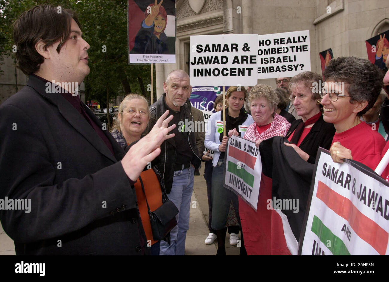 Samar Alami and Jawed Botmeh Protest Stock Photo