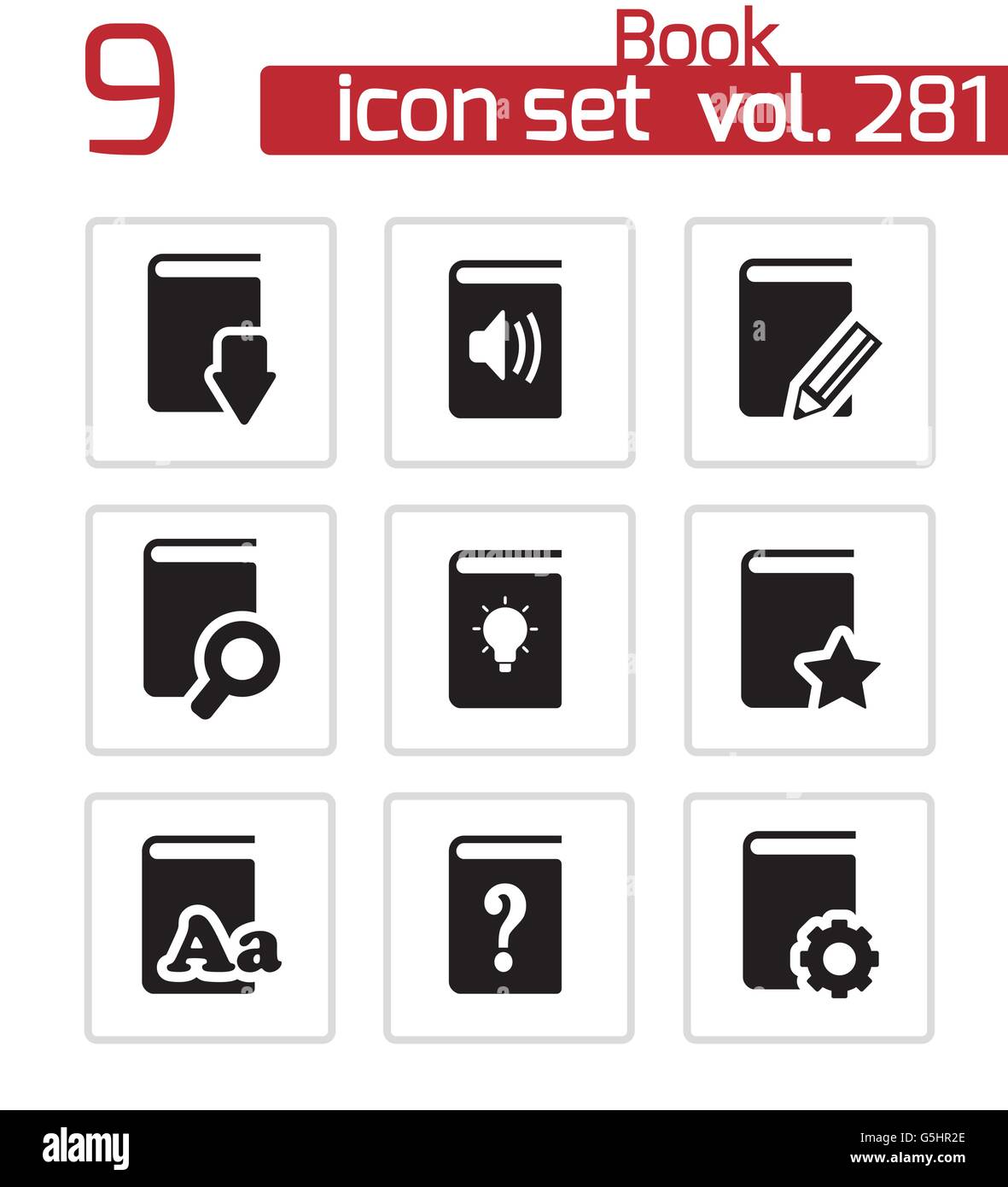 Vector black books icons set Stock Vector Image & Art - Alamy