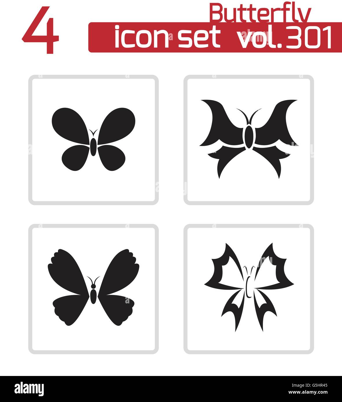 Vector black buttefly icons set Stock Vector Image & Art - Alamy