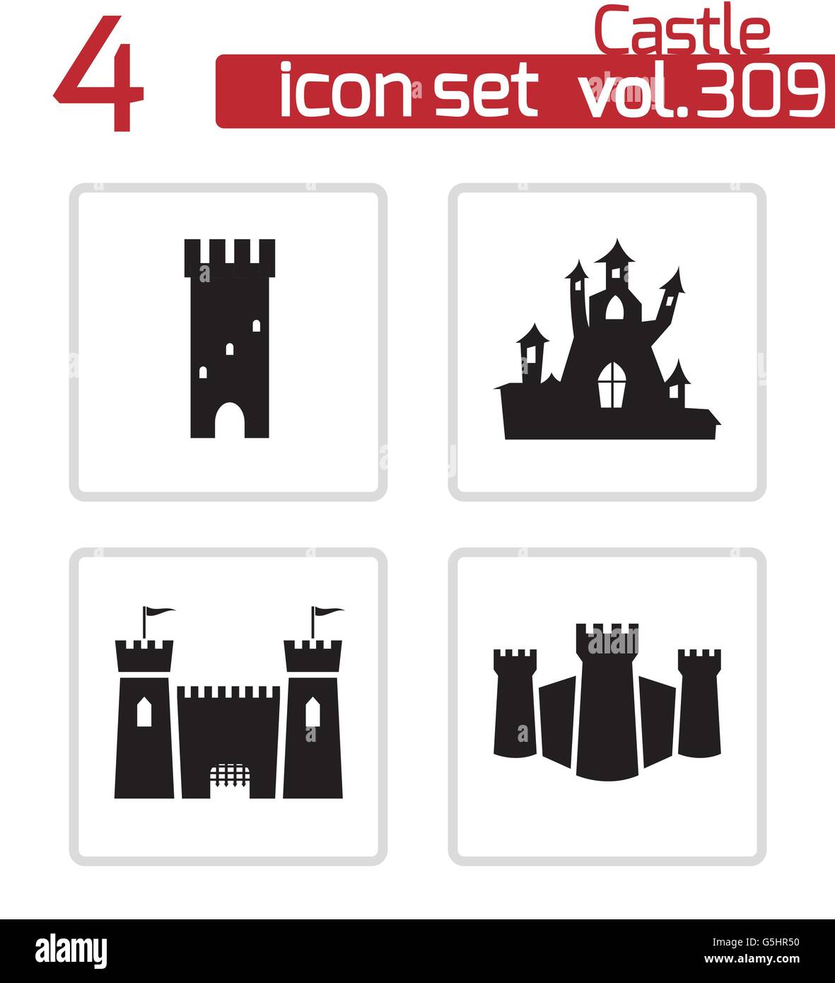 Vector black castle icons set Stock Vector Image & Art - Alamy