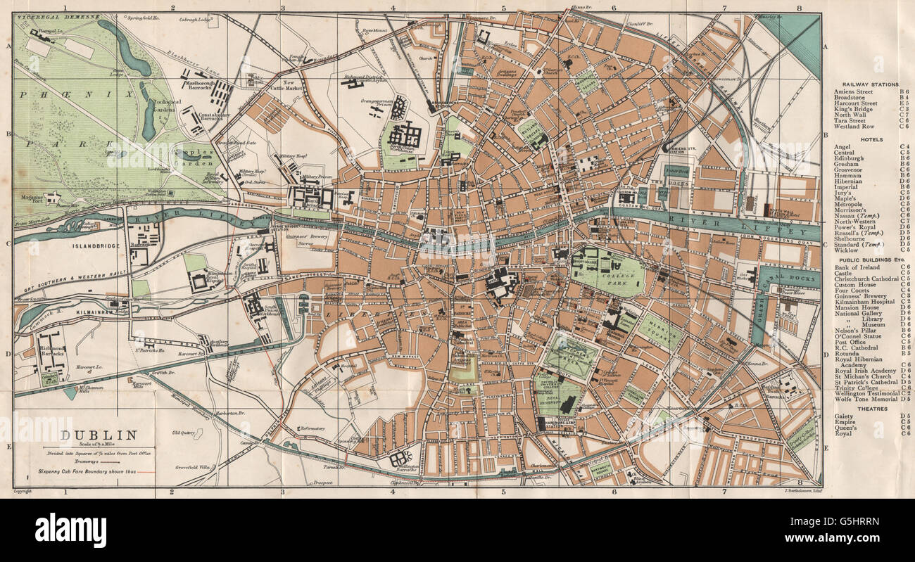 Map Of Dublin 1904 Dublin Town City Plan. Ireland, 1902 Antique Map Stock Photo - Alamy