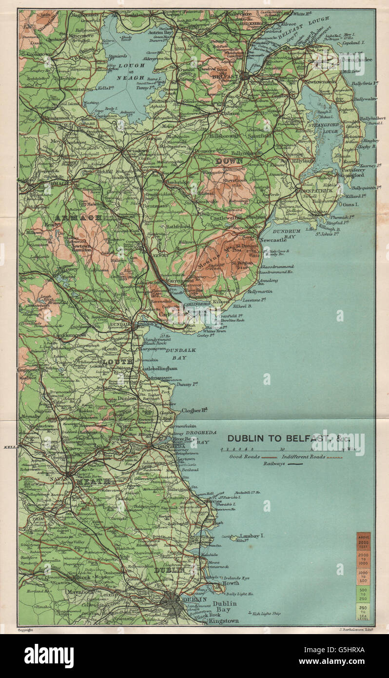 map of east coast of ireland Ireland East Coast Dublin To Belfast 1902 Antique Map Stock map of east coast of ireland